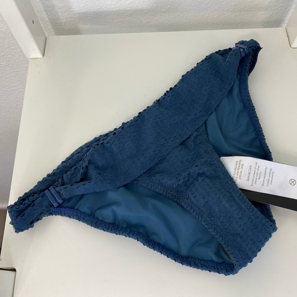 Blue Textured Bikini Bottom